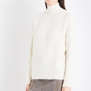 Maje White Malou Mock Turtleneck Alpaca Sweater